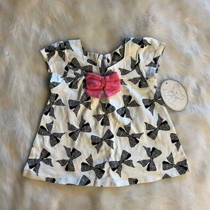 Koala Kids Black and Pink Bow Baby Dress